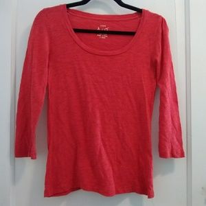 J Crew Coral Artist 3/4 sleeve Cotton Tee Size XS